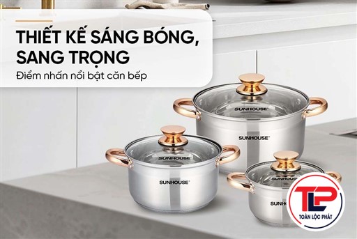 BỘ NỒI INOX 5 ĐÁY SUNHOUSE SH781
