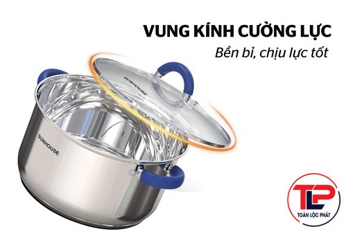 BỘ NỒI INOX 3 ĐÁY SUNHOUSE SHG361