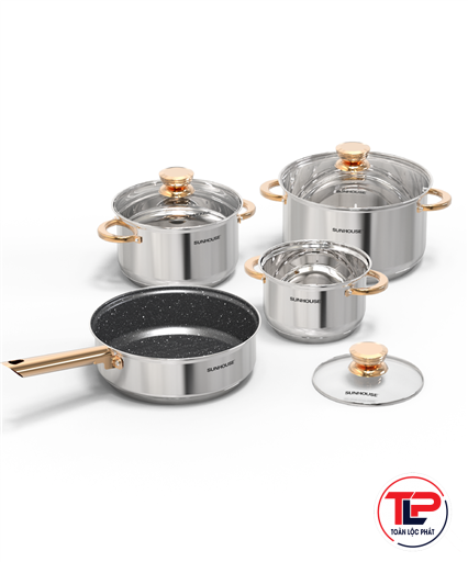 BỘ NỒI CHẢO INOX 5 ĐÁY SUNHOUSE SHG789