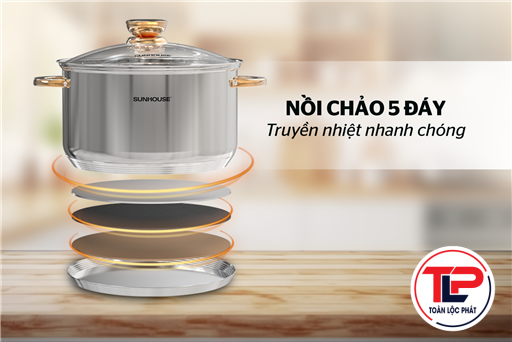BỘ NỒI CHẢO INOX 5 ĐÁY SUNHOUSE SHG789