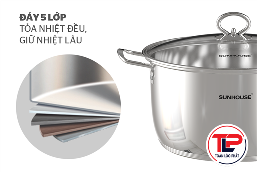 BỘ NỒI INOX 5 ĐÁY SUNHOUSE SHG788