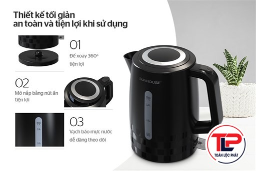 ẤM SIÊU TỐC NHỰA 1.7L SUNHOUSE SHD1306