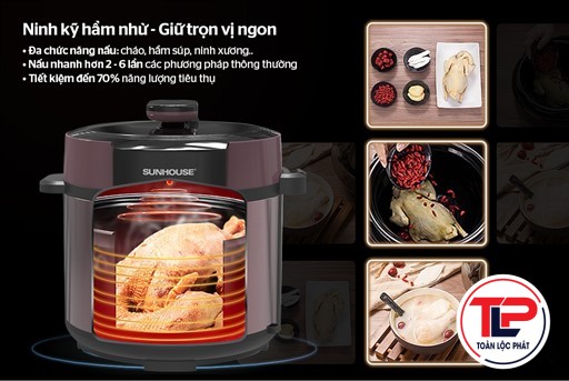 NỒI ÁP SUẤT ĐIỆN ĐA NĂNG 6L SUNHOUSE SHD1657