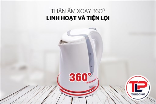 ẤM SIÊU TỐC NHỰA SUNHOUSE SHD1300 TRẮNG