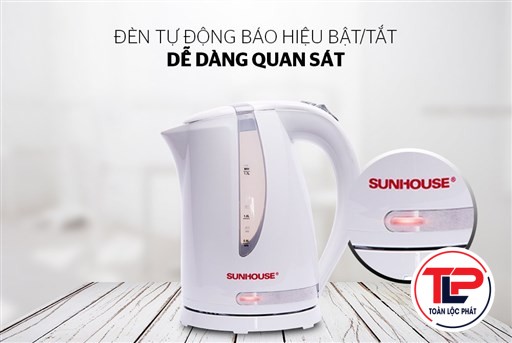 ẤM SIÊU TỐC NHỰA SUNHOUSE SHD1300 TRẮNG